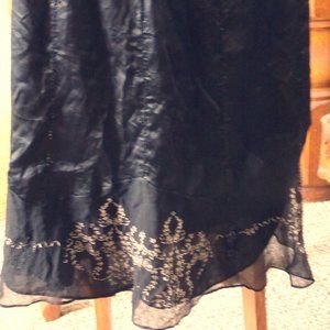 Vintage Alfani Black Silk and Silk Chiffon Skirt